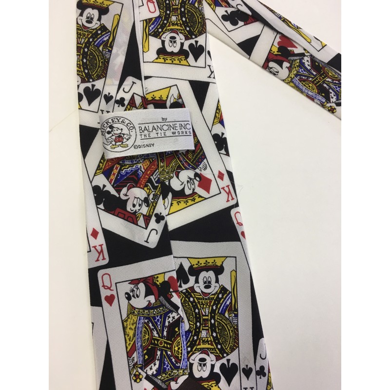 Disney Silk Neck Tie Playing Cards Minnie Mickey Mouse - Cravate
